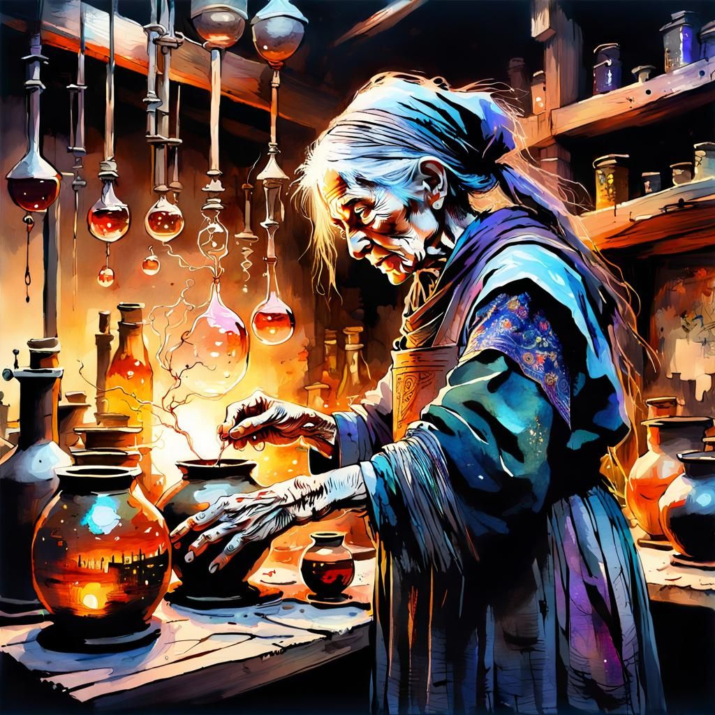 Creepy Medieval Alchemist Laboratory at Sunset