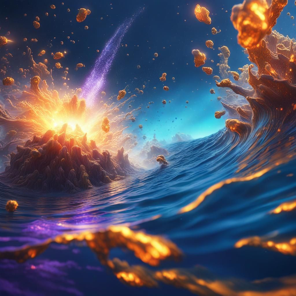 Underwater Depth Charge Explosion in Fantasy Art