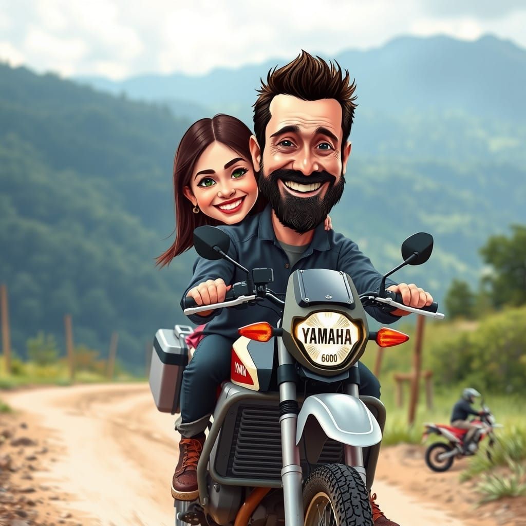 Father and Teen Daughter Ride Yamaha XT 600 on Mountain Dirt...