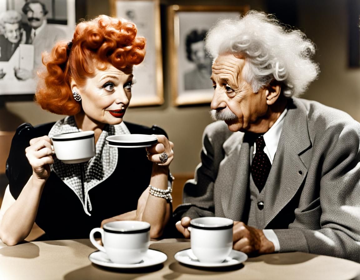 Lucille Ball and Albert Einstein Have Coffee