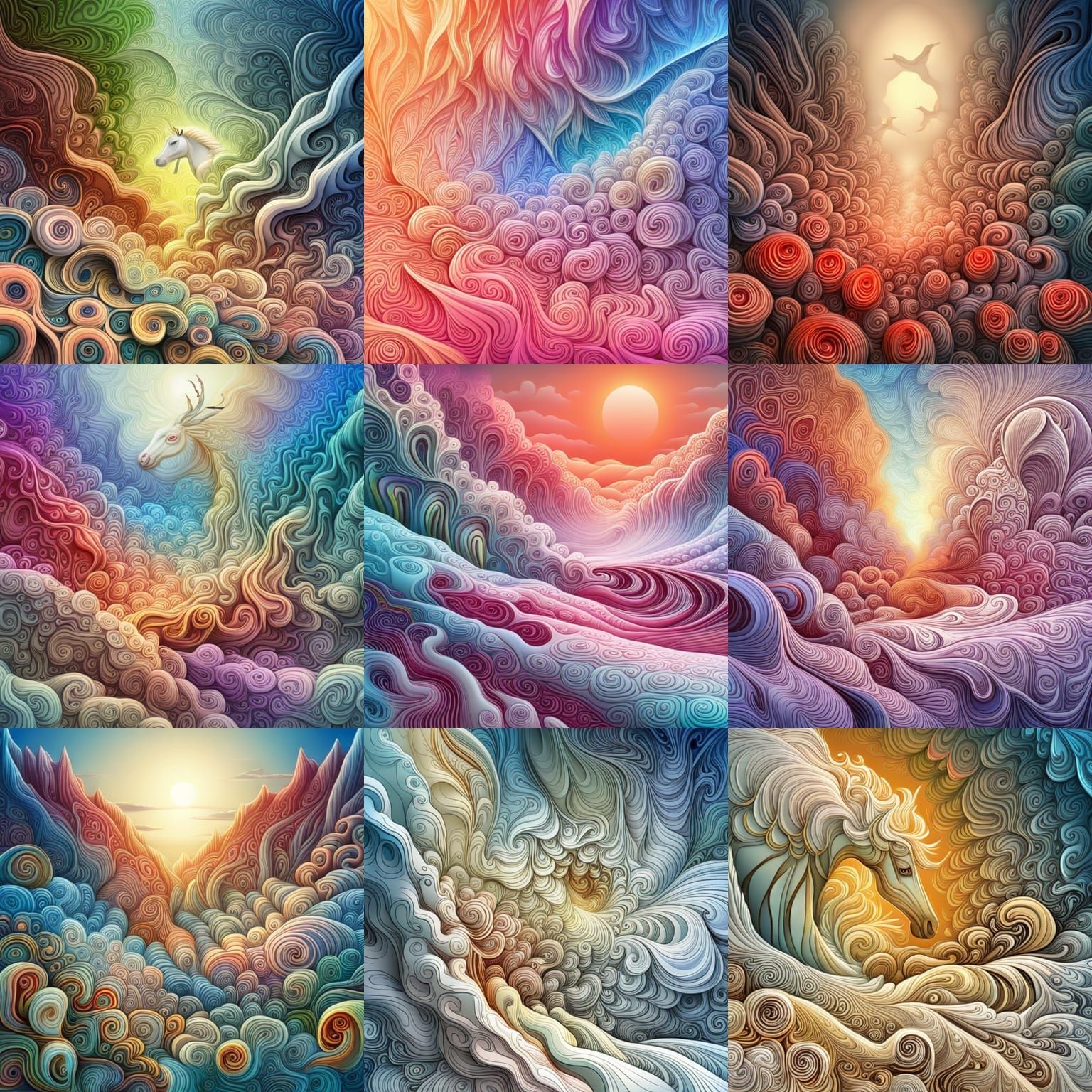 Detailed Organic Vegetation with Abstract Horse, Fractal Zen...