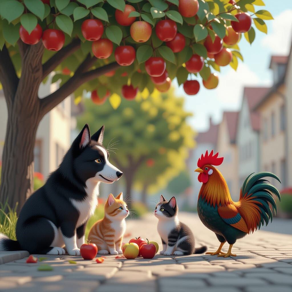 The Town Musicians of Bremen in 3D Anime Style