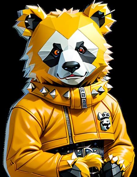 Panda Bear in Emo Outfit: Low-Poly 3D Art
