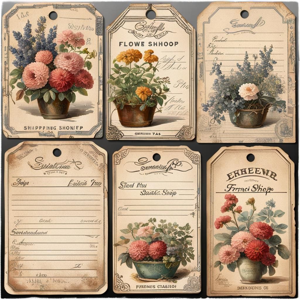 Vintage French Flower Shop Ephemera Art