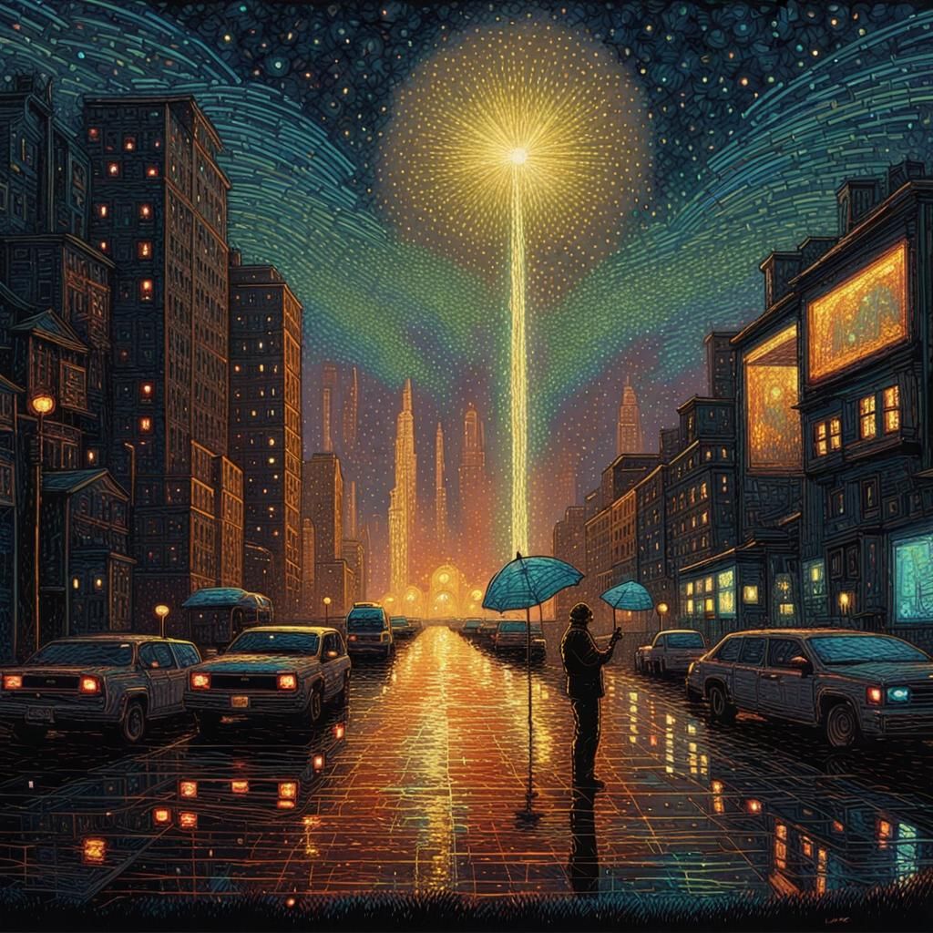 Futuristic Holographic Pixelscape Light Painting