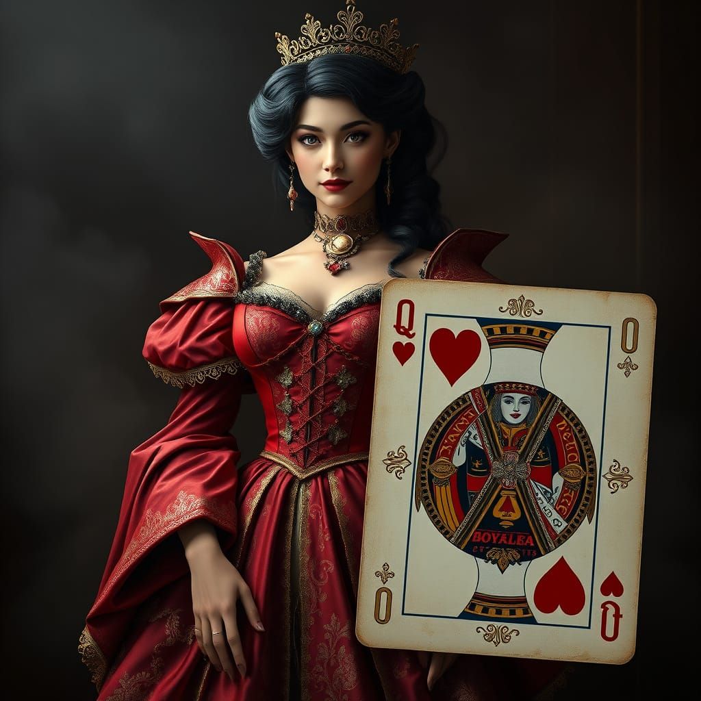 Victorian Queen of Hearts in Dramatic Digital Painting