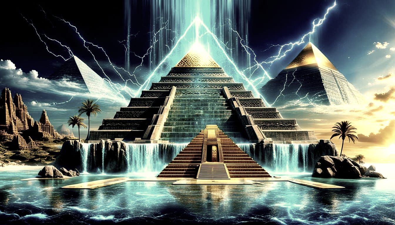 Atlantis Teleportation Device with Emerald Pyramid in Photor...