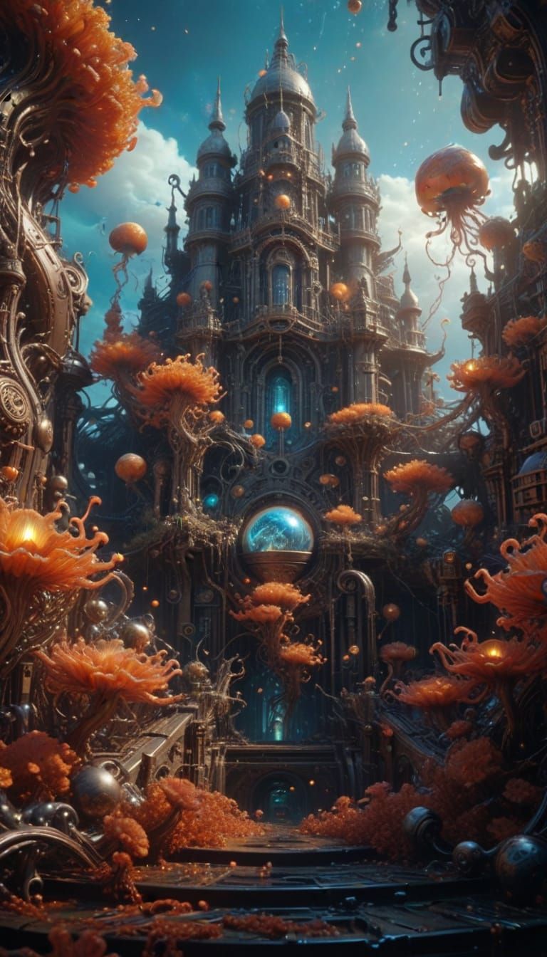 Ethereal Biomechanical Eldritch Horror in Modern European In...