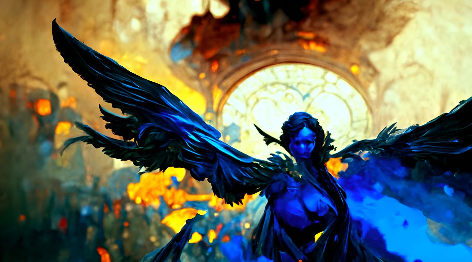 Dark Angel in Blue Flames: A Fantasy Masterpiece