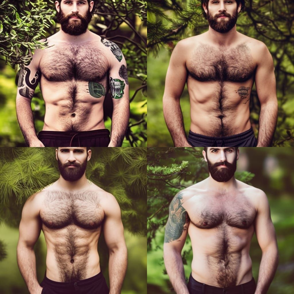 Handsome Hairy Man with Green Eyes, Professional Photo