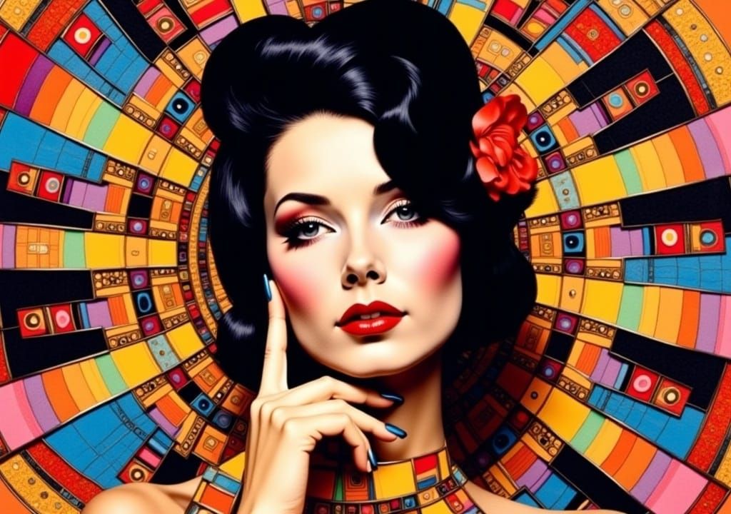 1960s Mod Fashion with Psychedelic Kaleidoscope