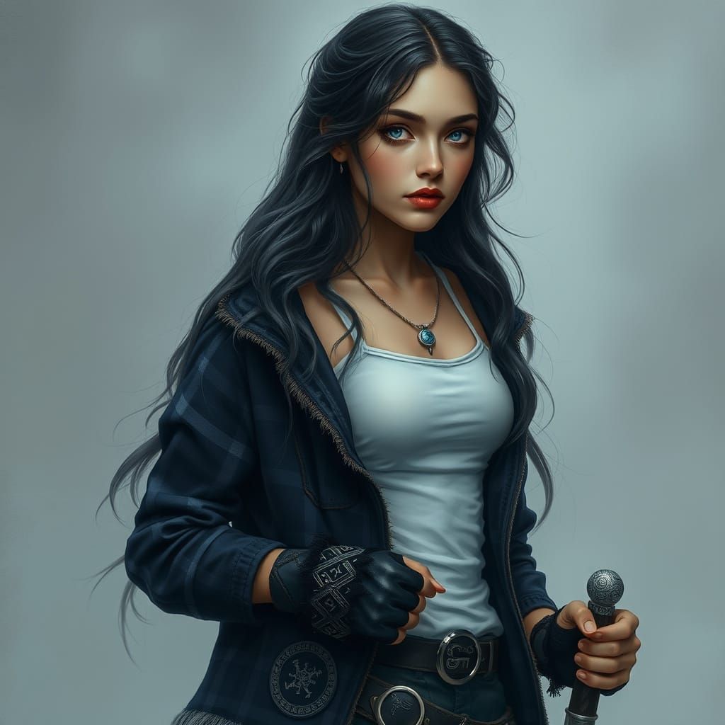 Ethereal Teenage Goddess in Norse-Inspired Attire