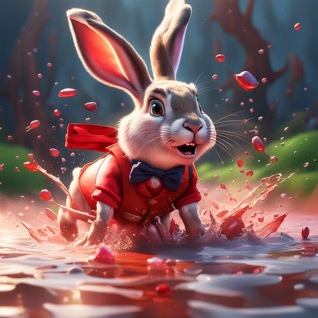 Hare's Puddle Mishap: A Pixar-Style 3D Art