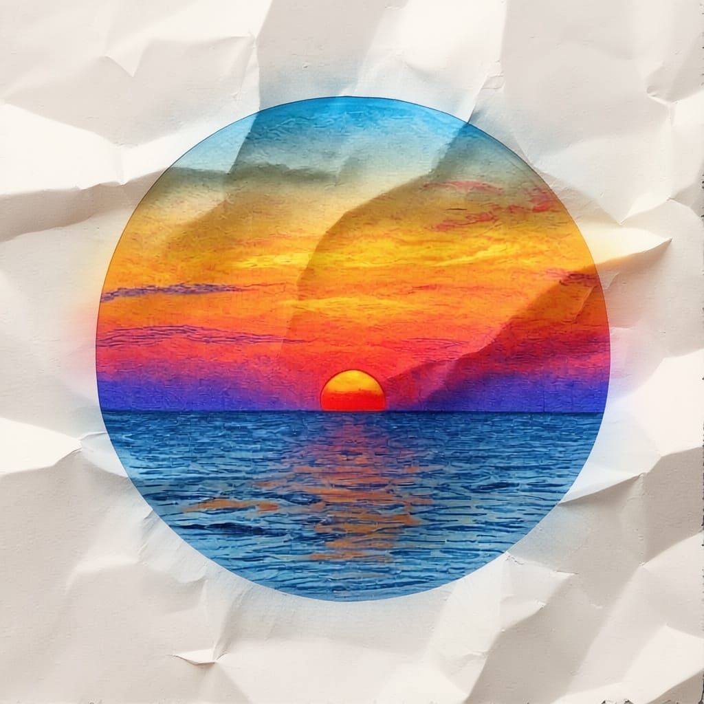 Pencil Sketch of a Central Sunset Over the Sea