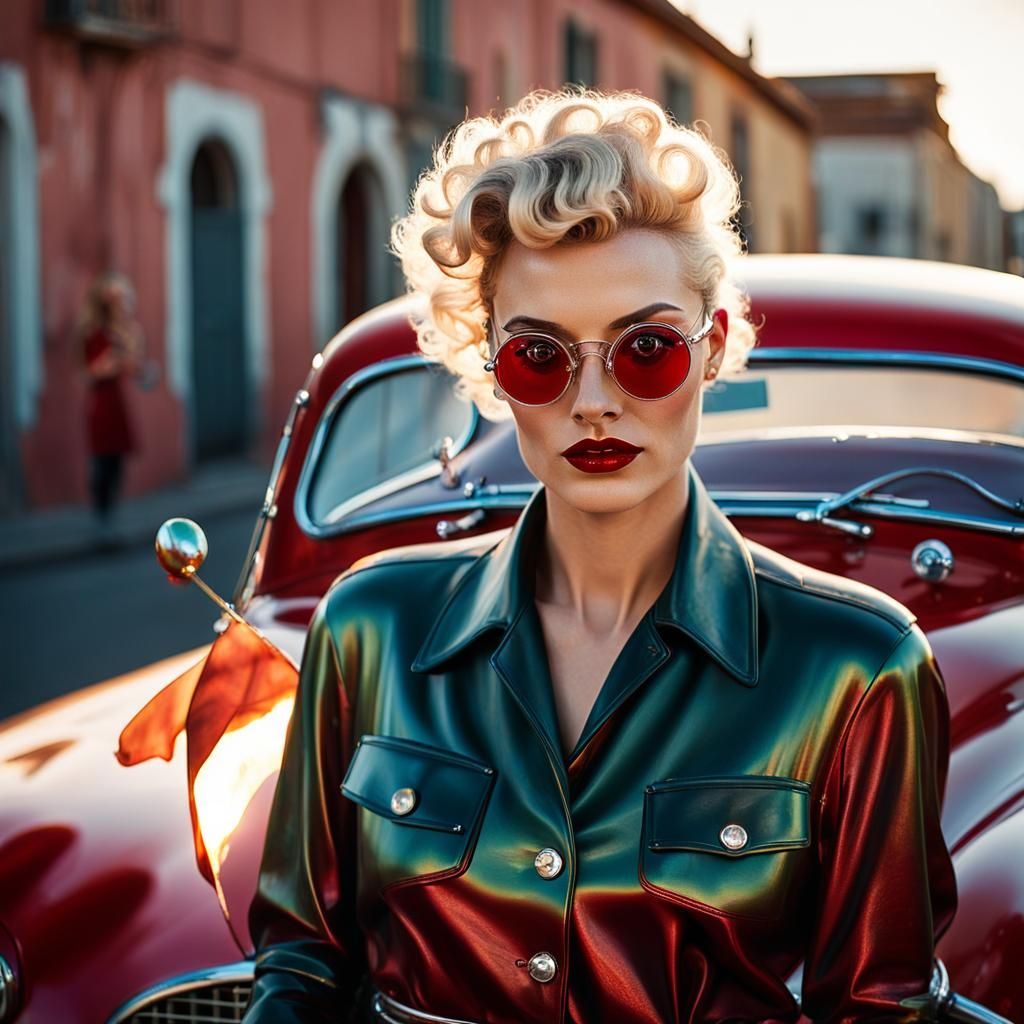 1930s Supermodel with Alfa Romeo in Digital Photography