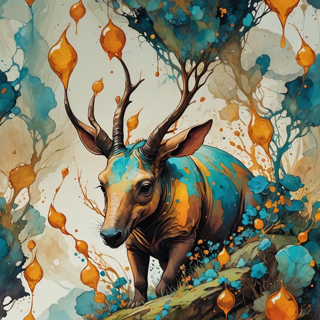 Surreal Aardvark in Storybook Oil Style