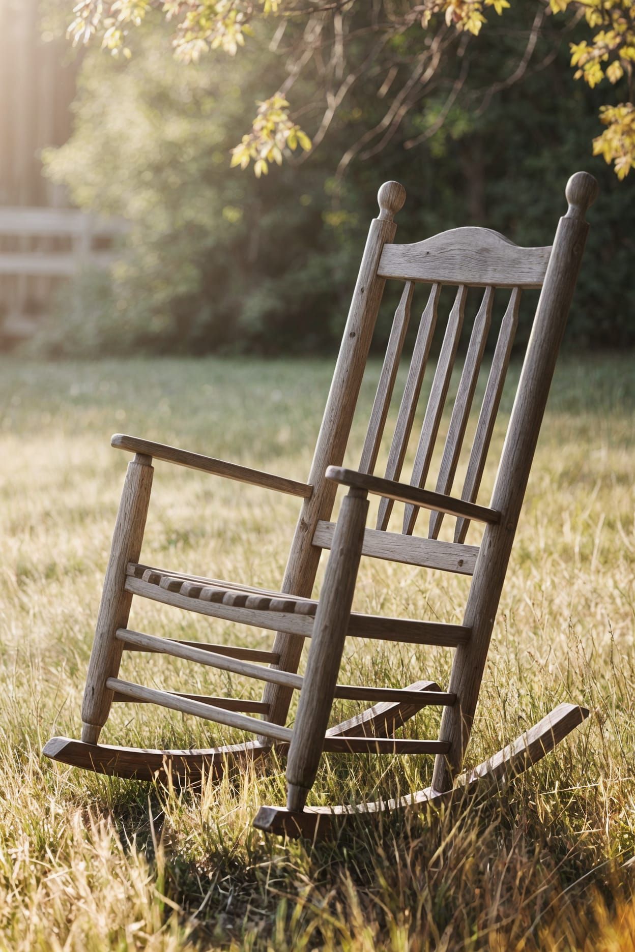 Rocking Chair in Meadow Bathed in Sunlight