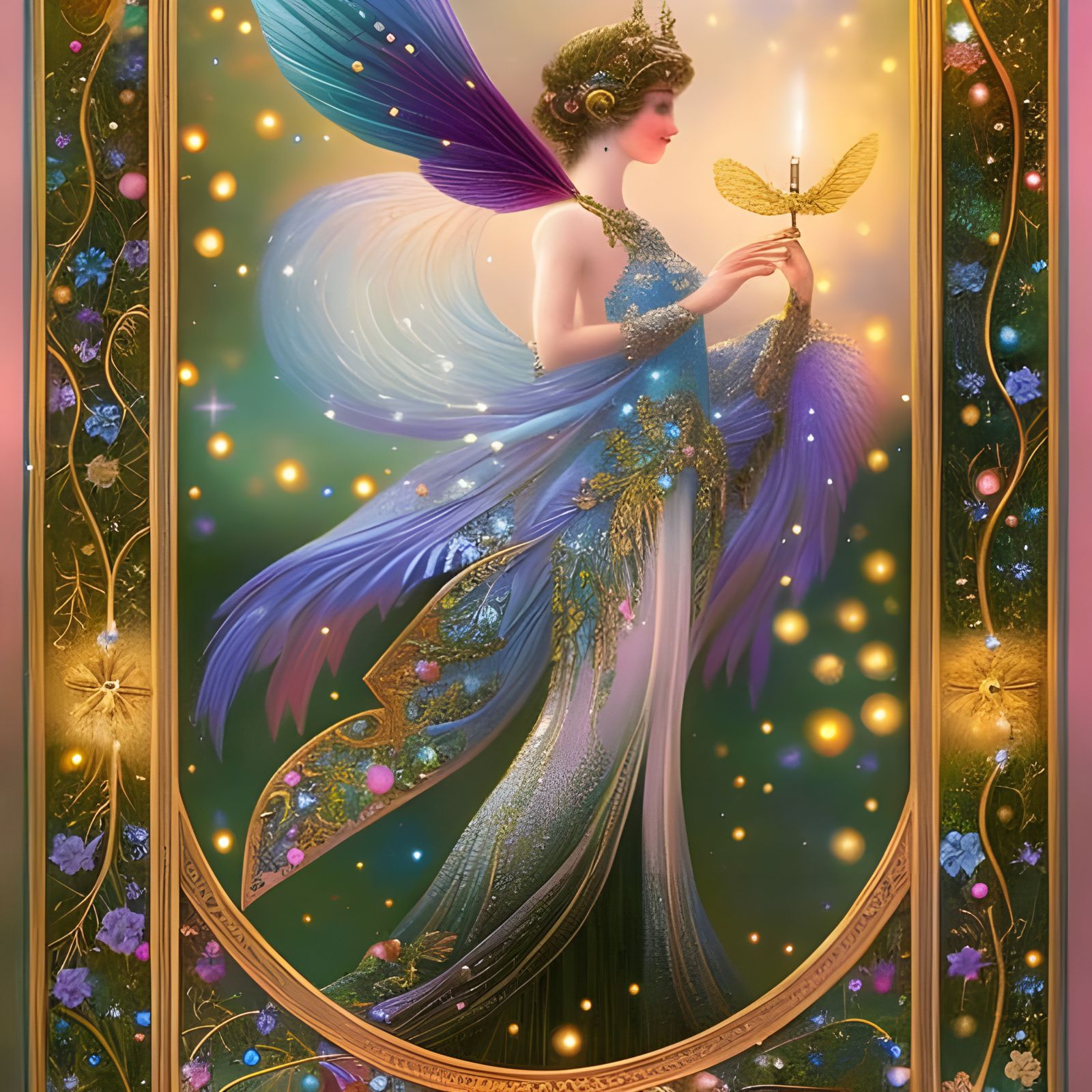 Magical Fairy with Crystalline Wings Illustration
