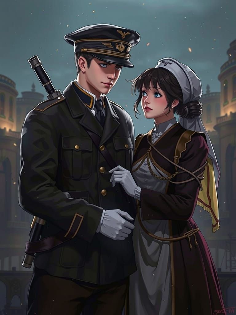 WWI Soldier and Nurse in Anime-Inspired 3D Art