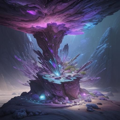 Abstract Abalone Crystals and Sparkling Rocks Painting