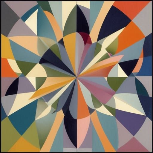 Cubist Birth Scene in Vibrant, Geometric Colors