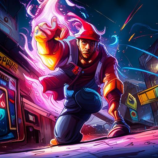 Game Character Graffiti Art in 8K