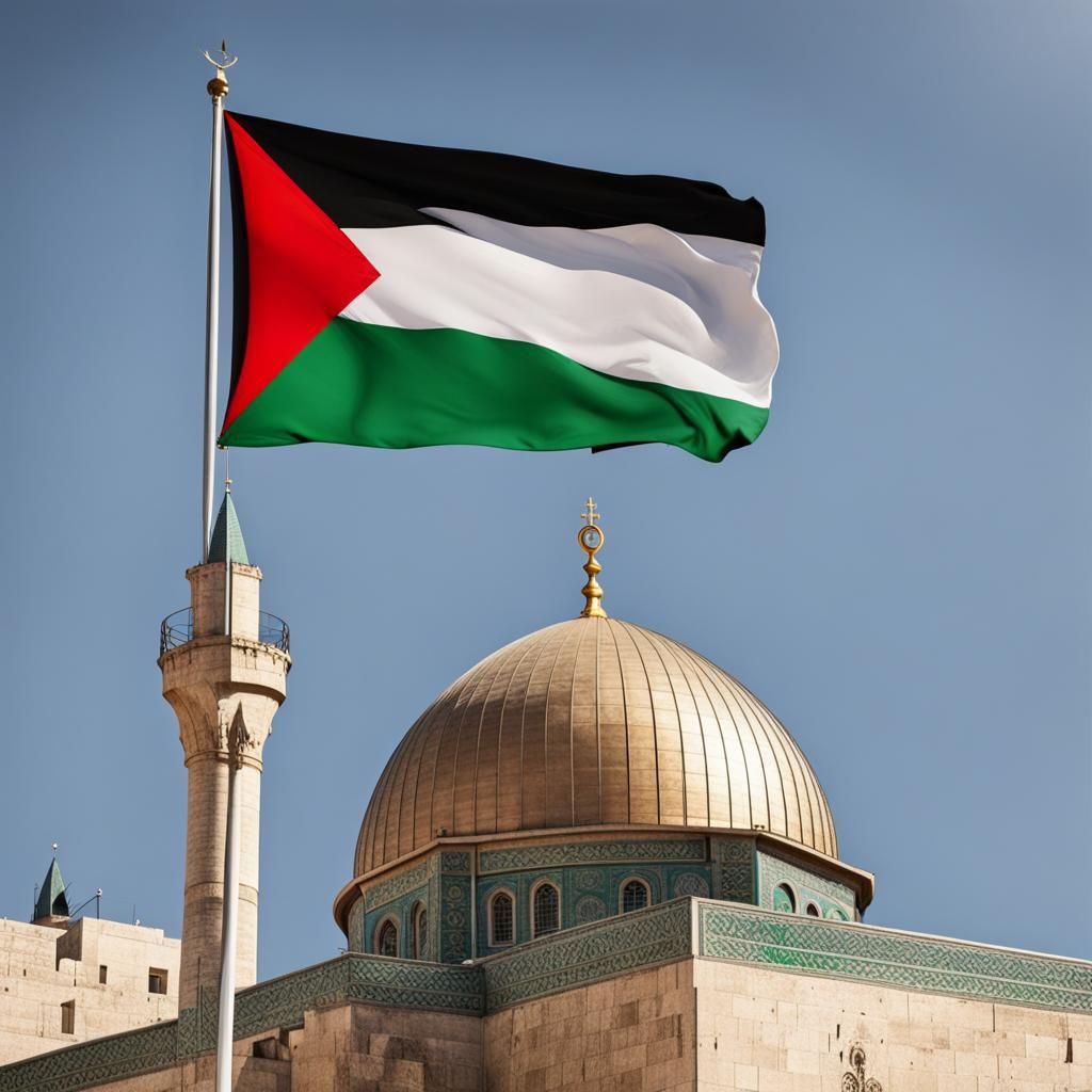 Al-Aqsa Mosque with Palestinian Flag