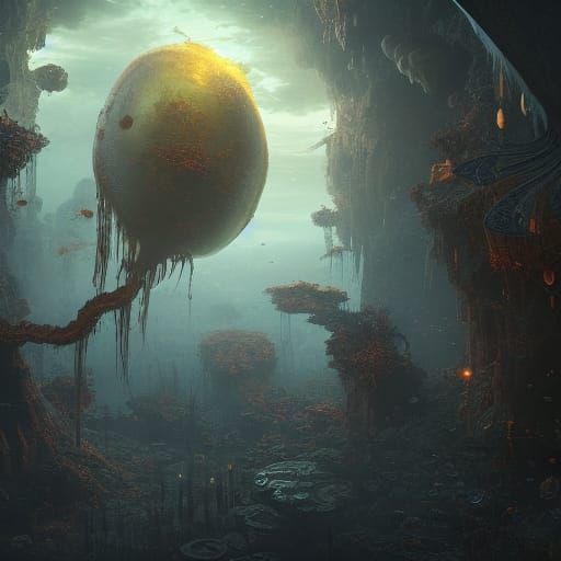 Life Bubble in Deadly World: Detailed Matte Painting