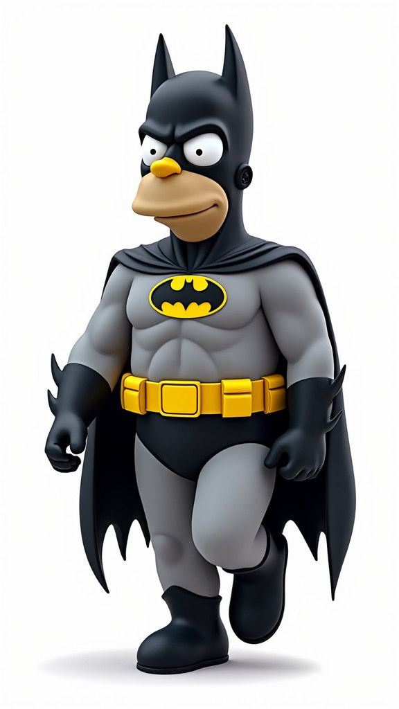 Homer Simpson as Batman Walks Forward
