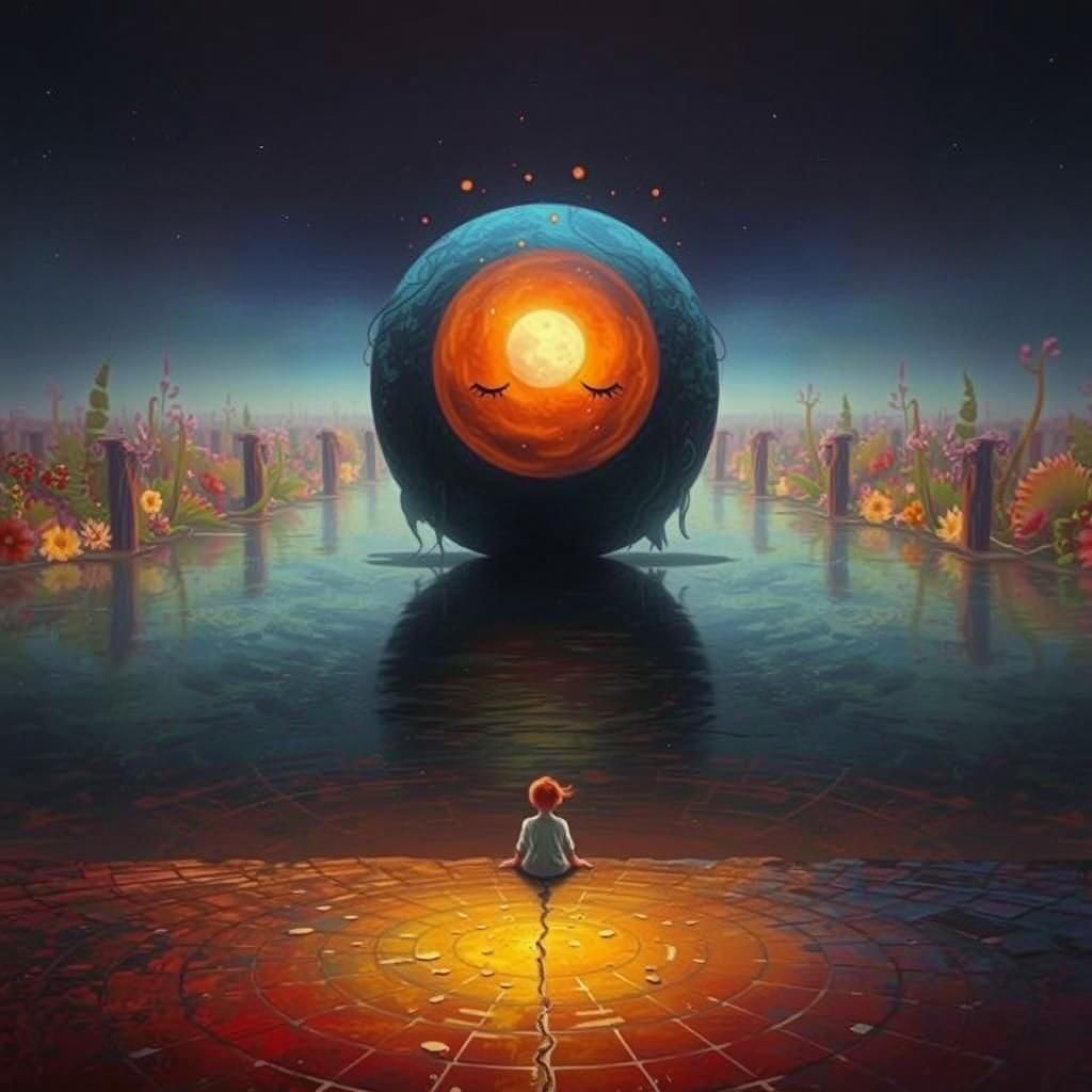 Woman Experiencing Hot Flash in Moonlit Garden