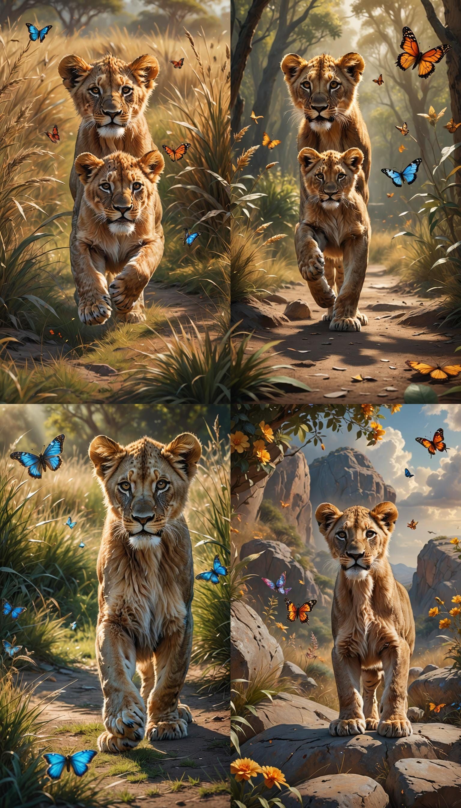 Lion Cub and Butterfly: A Detailed Matte Painting