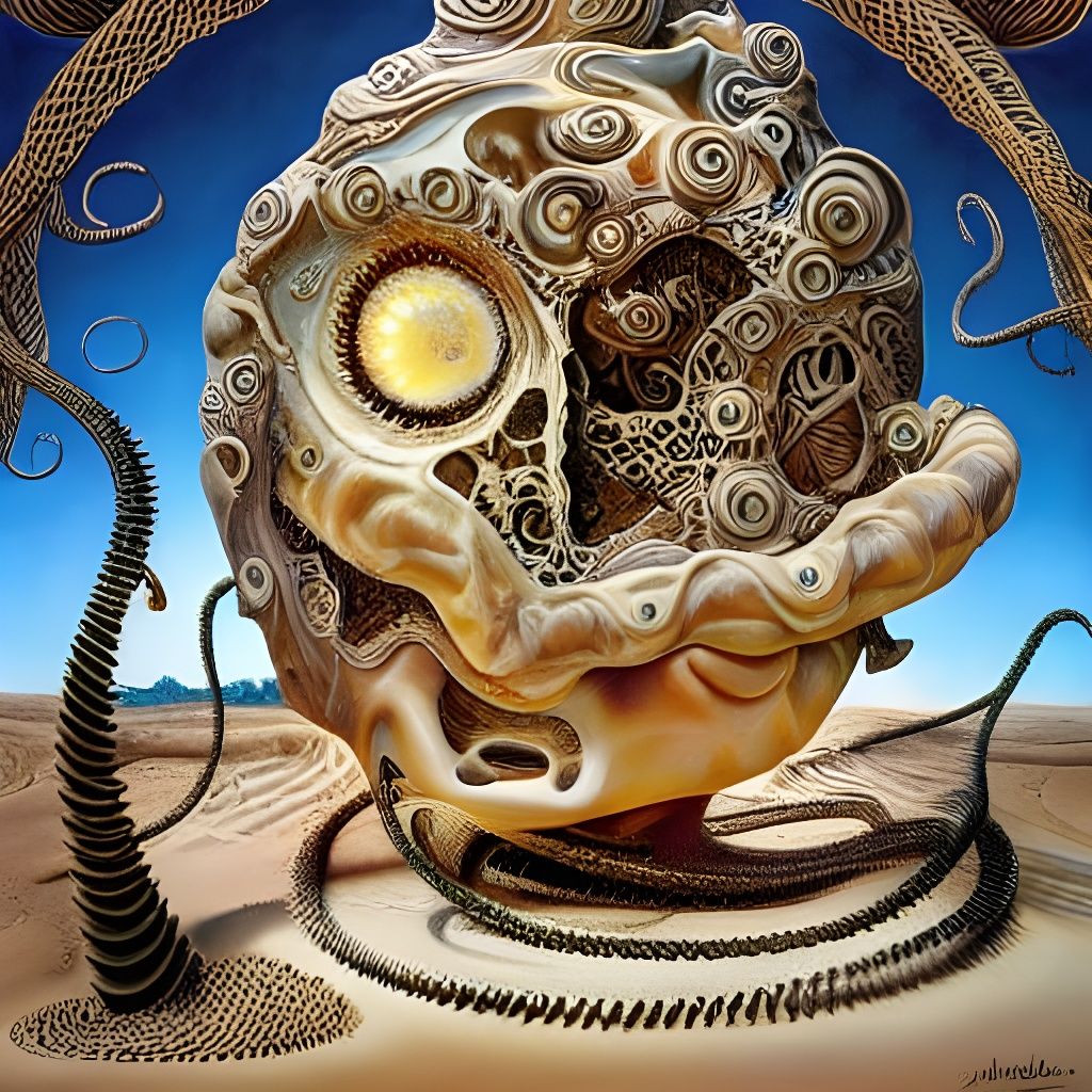 Surreal Sand Kingdom: Intricate Distorted Painting