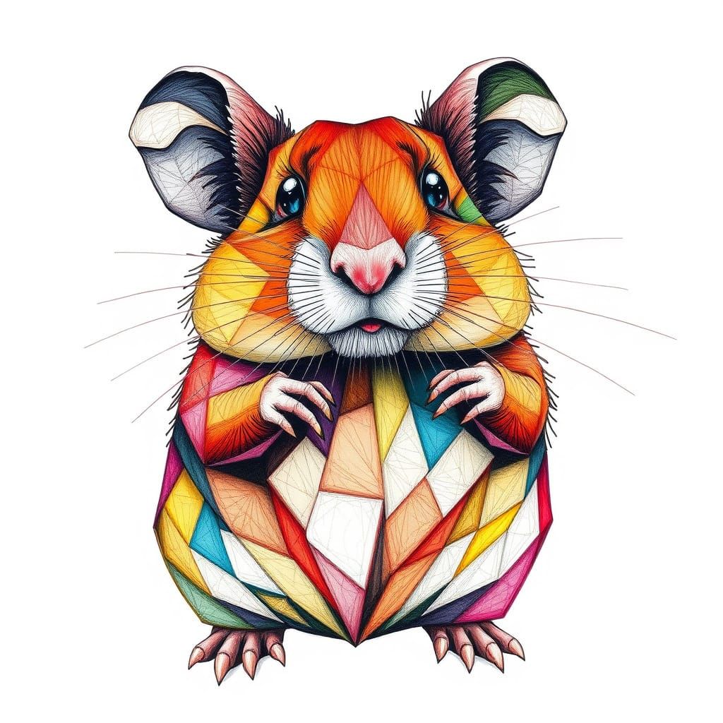 Abstract Hamster Art Inspired by Kandinsky