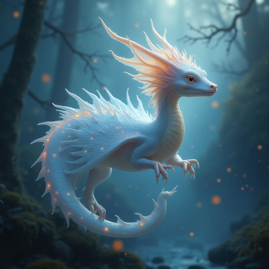 Iridescent Stingray Dragon in Mystical Mist