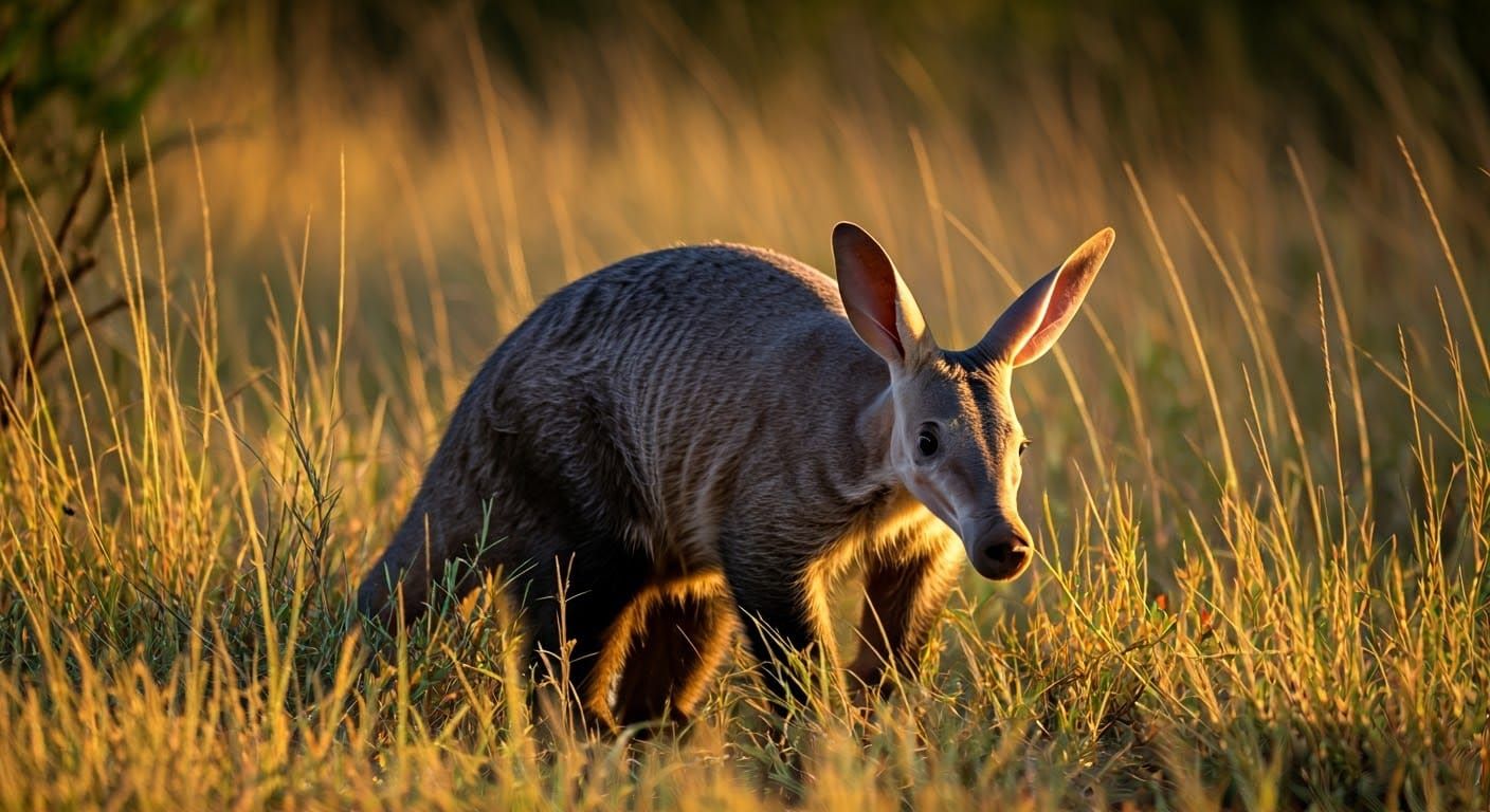 Aardvark at Dusk in South African Veldt