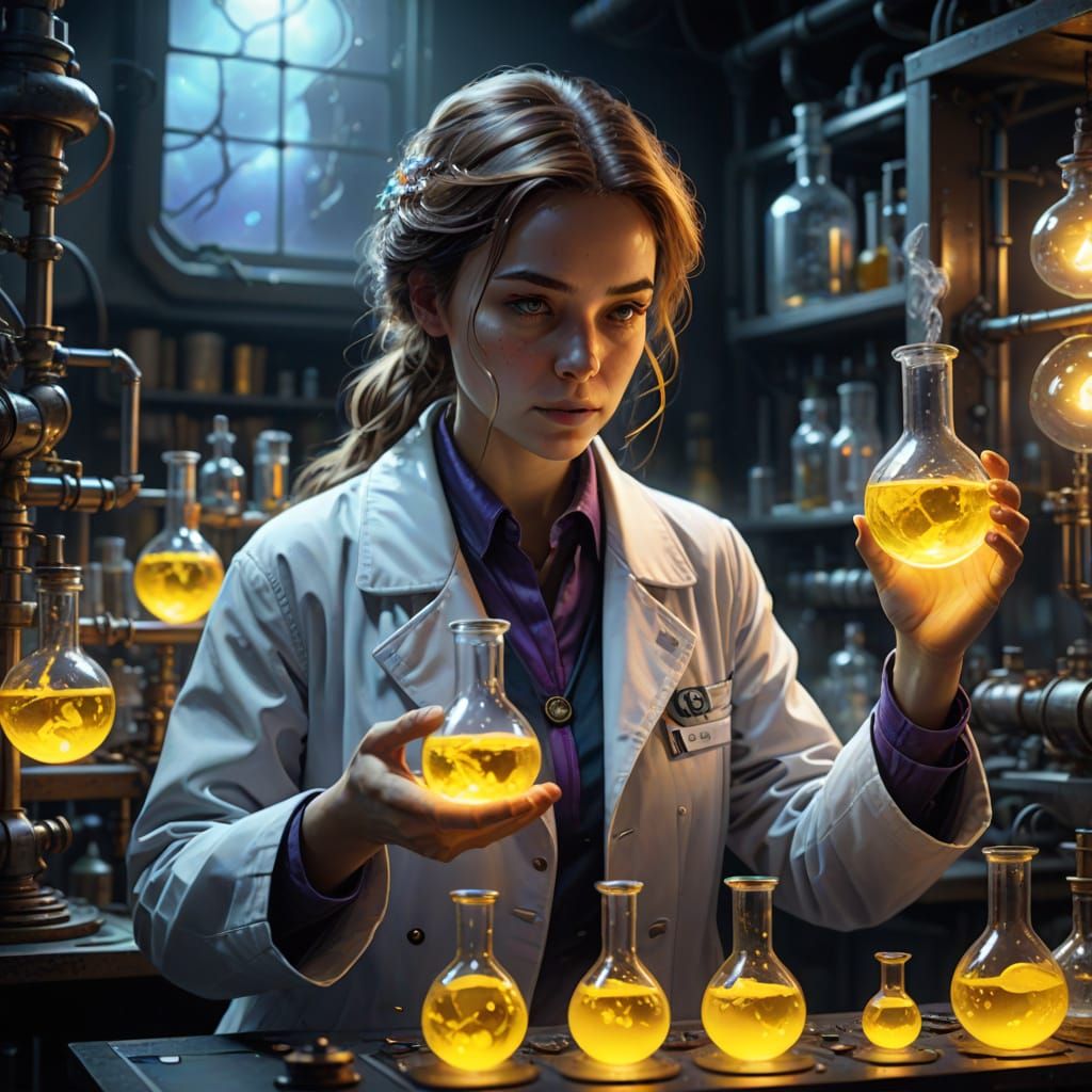 Vibrant Laboratory Scene in Cyberpunk Style