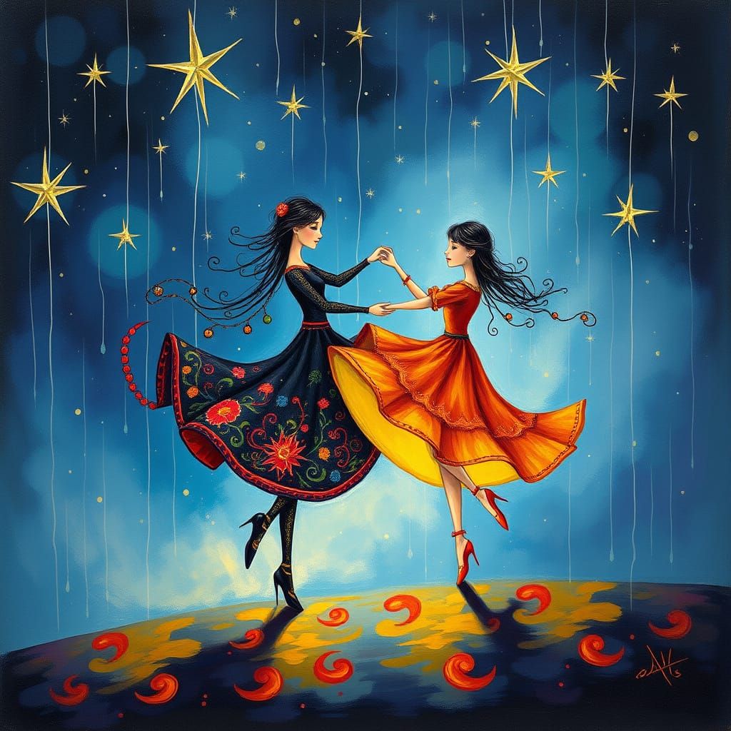 Romantic Whimsy in Starry Night Sky