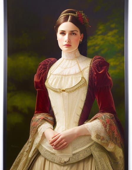 Victorian Beauty Portrait in Oil Painting Style