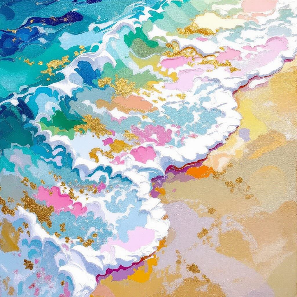 Metamodern Sea Foam in Pre-Raphaelite Style