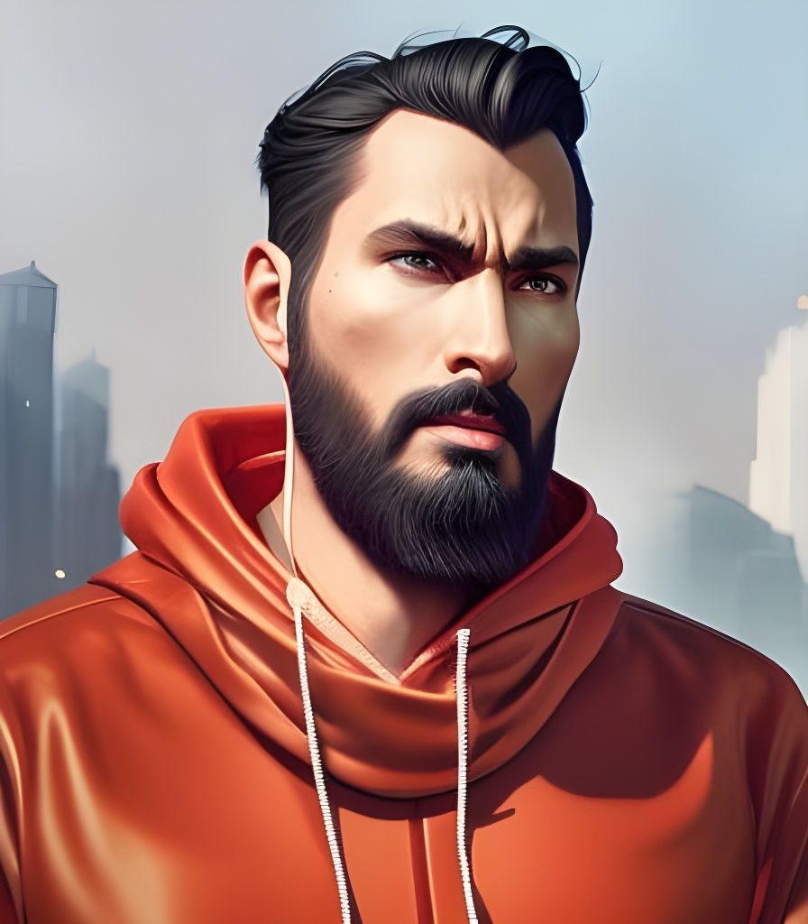 Cyberpunk Man with Headphones in Neon Lighting