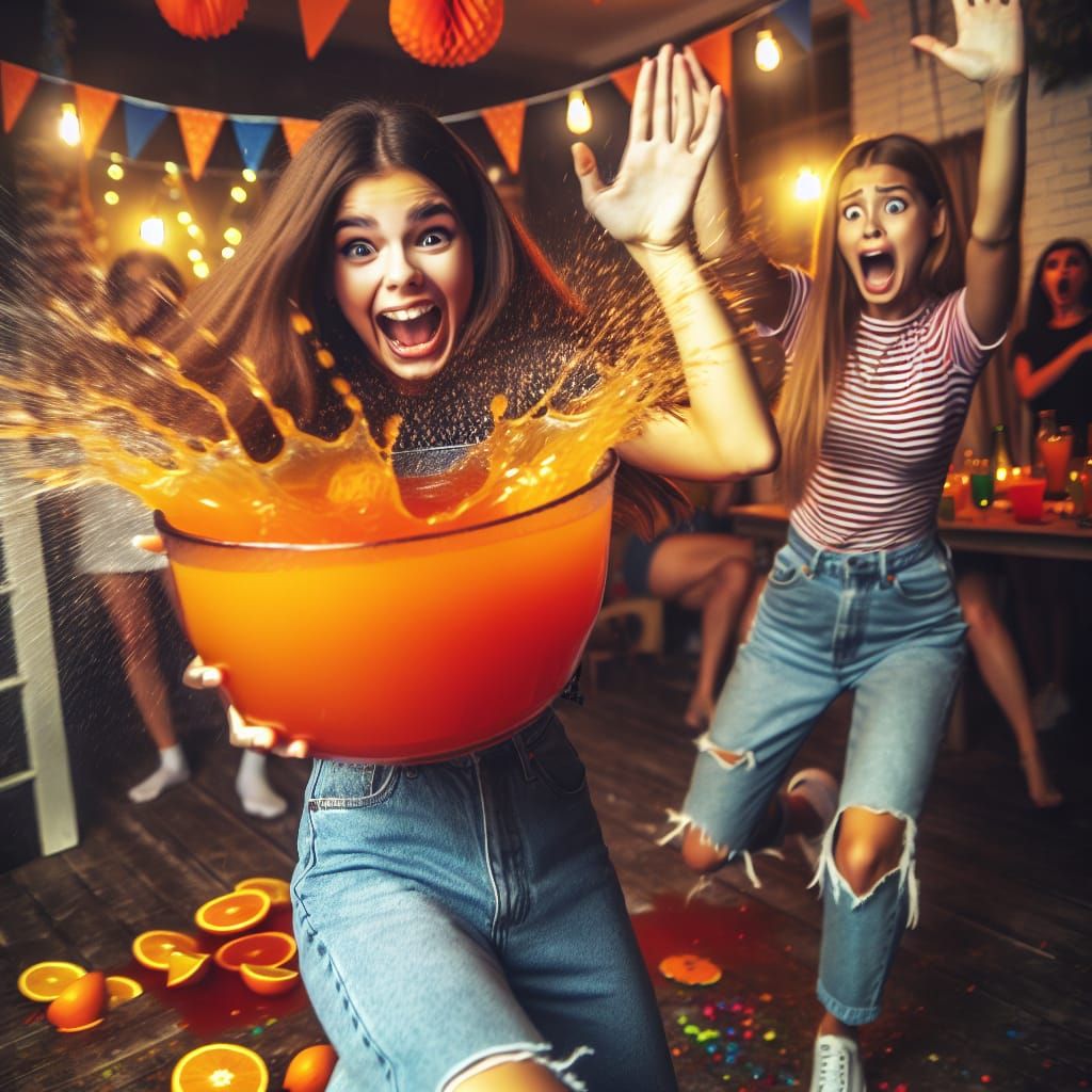 Playful Punch Bowl Prank at Lively Party