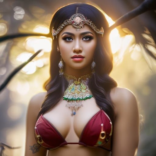 Fierce Fairy Maiden in Forest, Hyperdetailed Fantasy Art