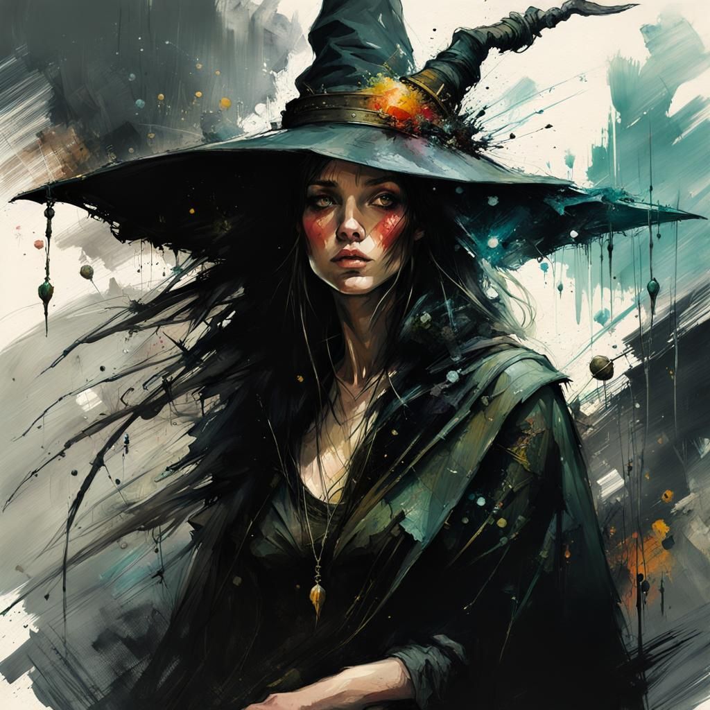 Witch Woman in Textured Speedpaint Style