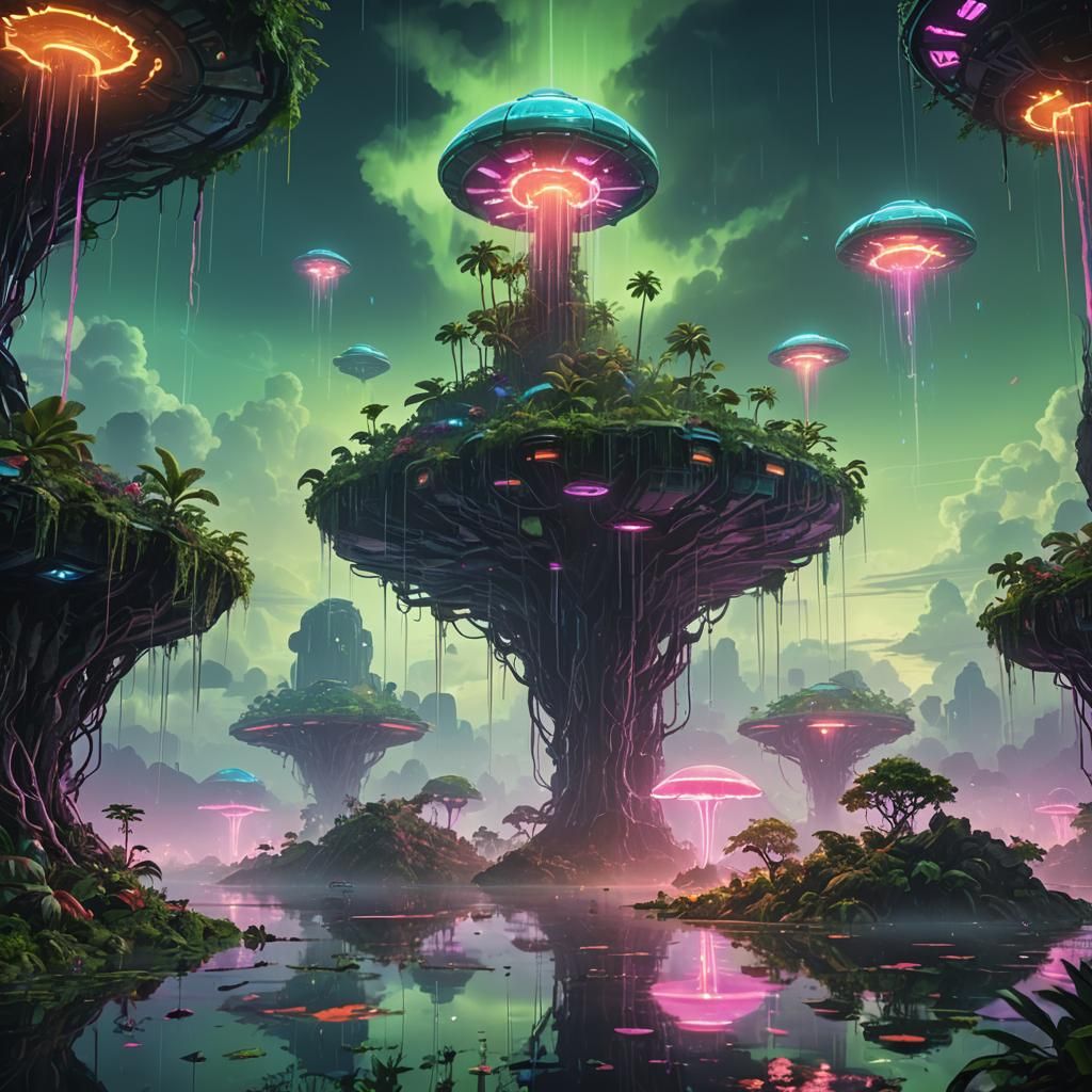 Neon Oasis: Science Fiction Concept Art