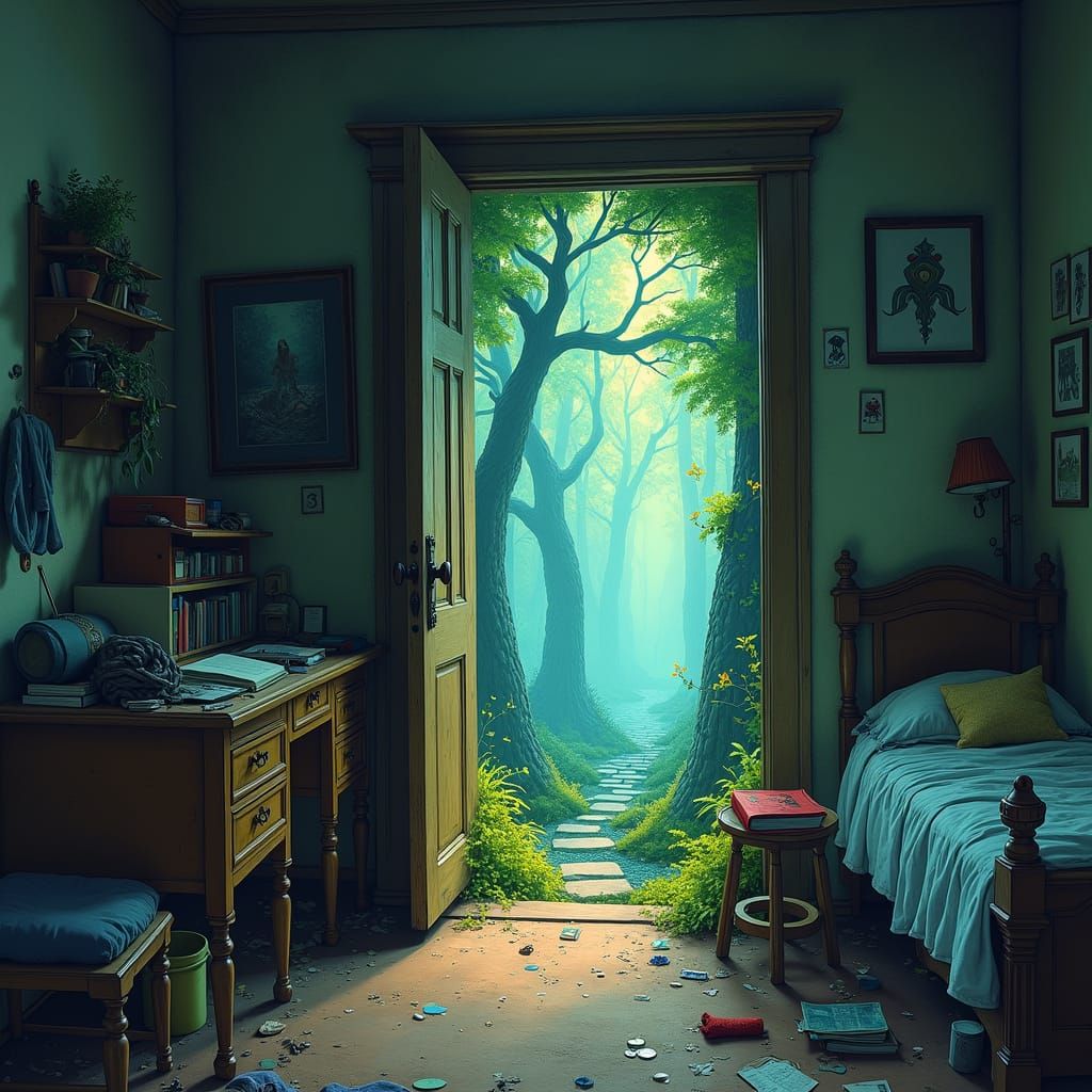 Mystical Portal to Forest in Dreamlike Fantasy Art