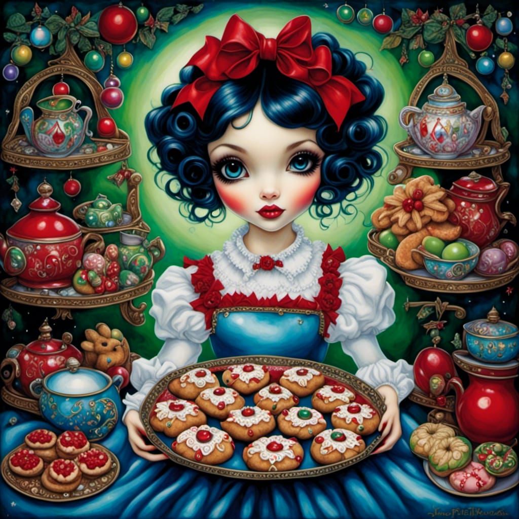 Christmas Cookie Woman in Keane Style