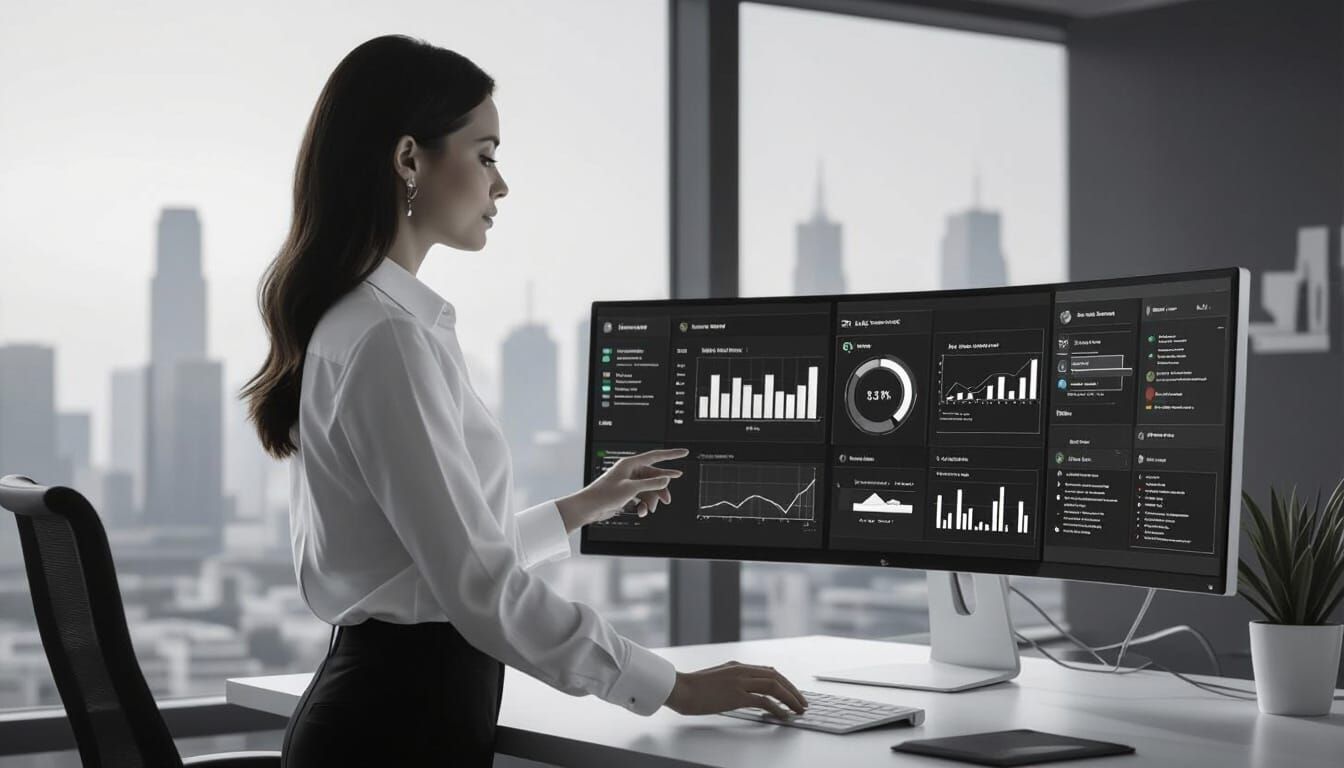 AI-Assisted Procurement Dashboard in Modern Office, Black an...