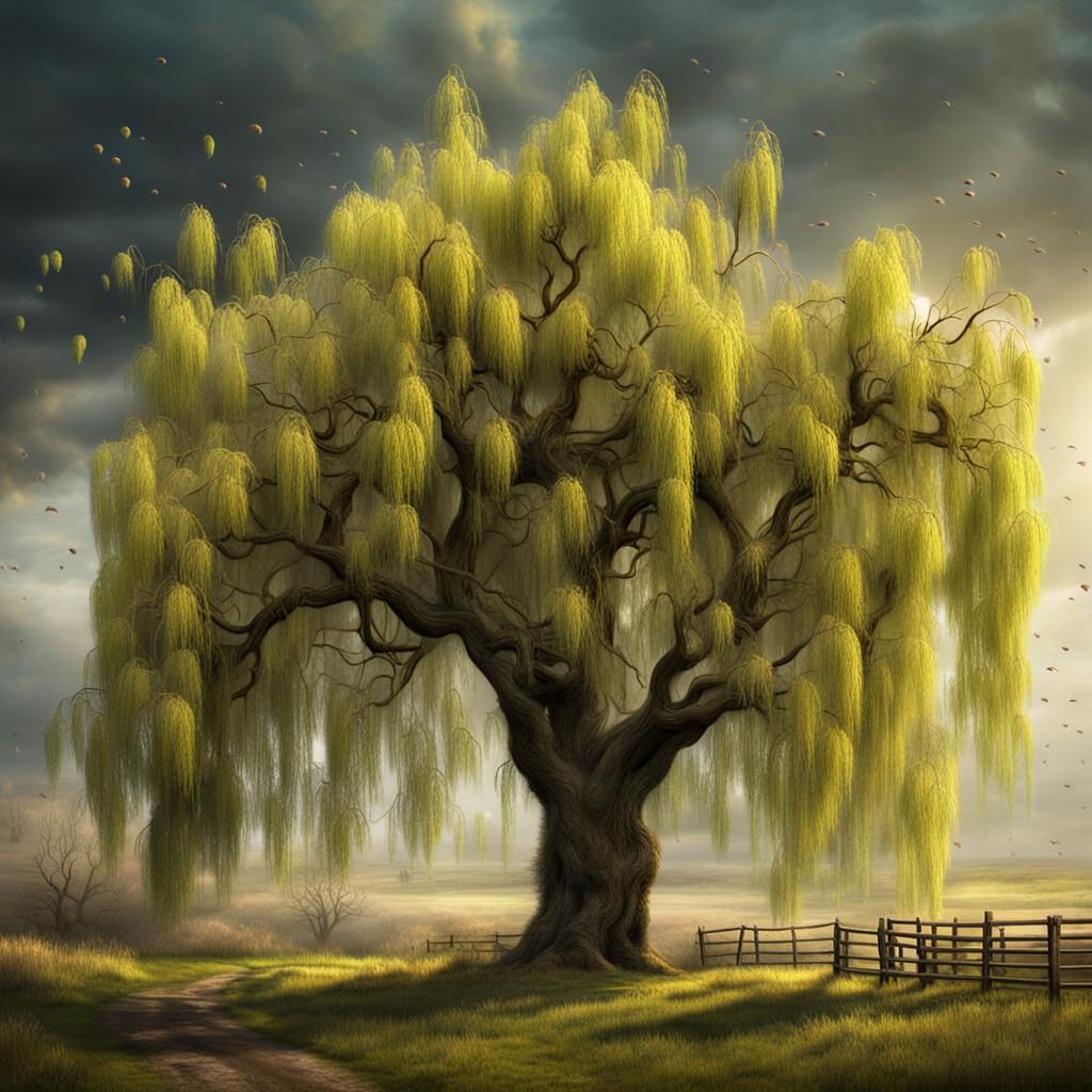 Willow Tree with Catkins in Digital Matte Painting