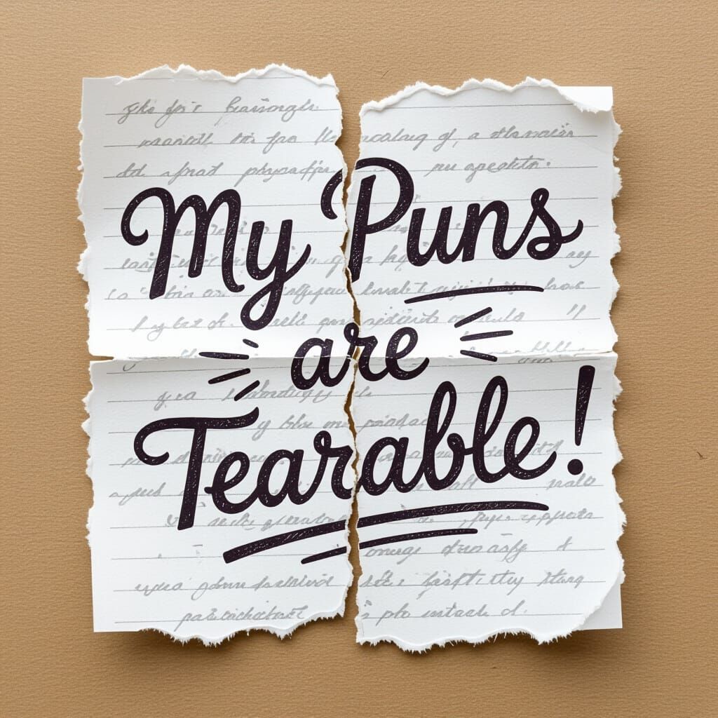 Humorous Torn Paper Note with Pun