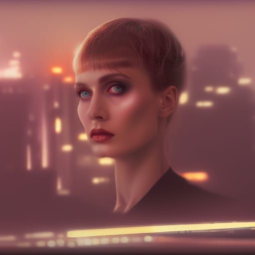 Blade Runner Rachael in Cyberpunk Matte Painting
